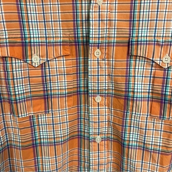 POLO RALPH LAUREN Trim Military LS Button Front Plaid Shirt Pastel mens medium - Picture 6 of 7